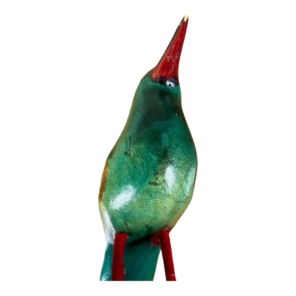 Handcrafted Green‎ and Red Bird Figurine